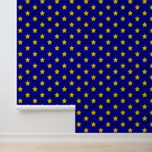 Gold Stars Pattern, Navy Blue, Exclusive Wallpaper