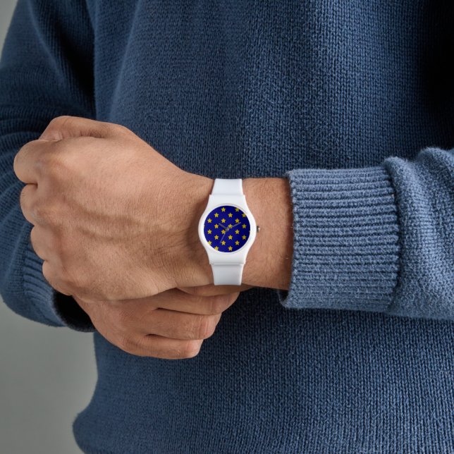 Gold Stars Pattern, Navy Blue, Exclusive Watch (Hand)