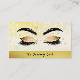 *~* Gold Stars Peach Lashes Brows Extensions Chic Business Card