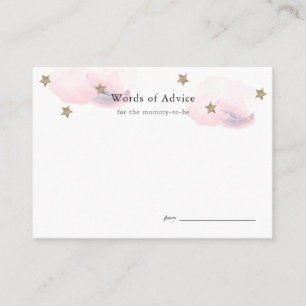 Gold Stars & Pink Clouds Baby Shower Advice Cards