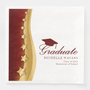 Gold Stars Red Hat Graduation Party Napkin