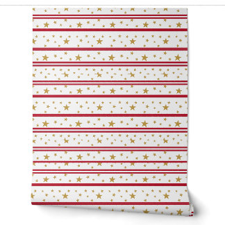 Gold Stars & Red Stripes Wallpaper