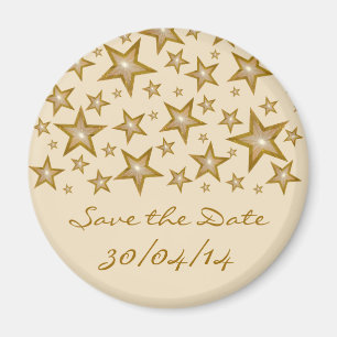 Gold Stars 'Save the Date' fridge magnet cream