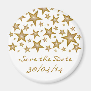 Gold Stars 'Save the Date' fridge magnet white