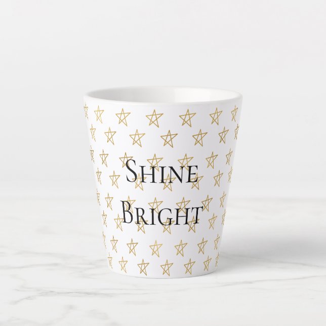 Gold Stars Shine Bright Latte Mug (Front)