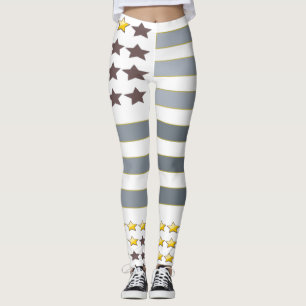Gold Stars Silver Stripes Leggings