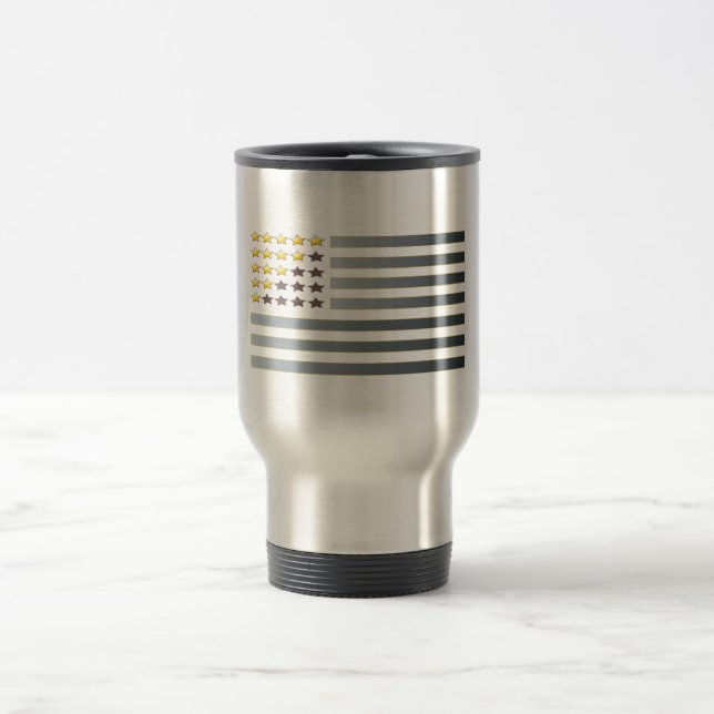 Gold Stars Silver Stripes Travel Mug (Center)