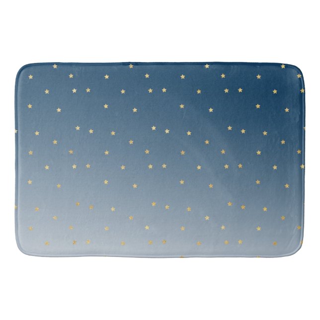 Gold Stars Sky Shine Bright Ombre Bath Mat (Front)