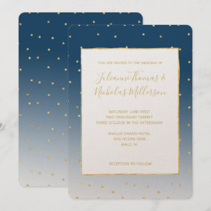 Gold Stars Sky Shine Bright Ombre Wedding Invitation