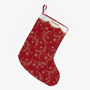 Gold Stars Swirl Personalised Small Christmas Stocking