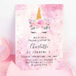 Gold Stars Teal Pink Unicorn Birthday Invitation<br><div class="desc">Gold Stars Teal Pink Unicorn Birthday Invitation</div>