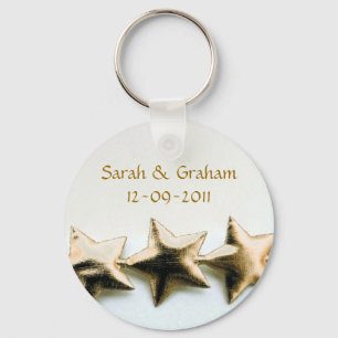 Gold Stars Wedding Keychain