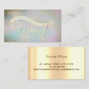 Gold Stars,Whisk,Cupcake,Cooking Holographic Business Card