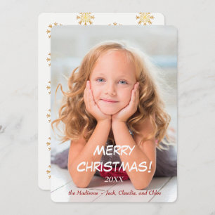 Gold Stars White Modern Christmas Holiday Card