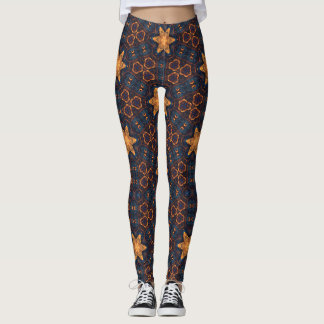Gold Stars with Blue Background Leggings