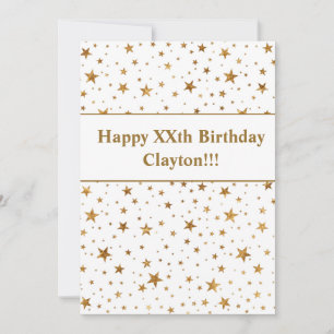 Gold Stars With Message Birthday Invitation