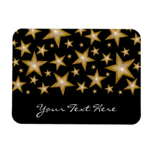 "Gold" Stars 'Your Text' flexible magnet black
