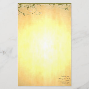 Gold Stationery with Dark Green Swirls