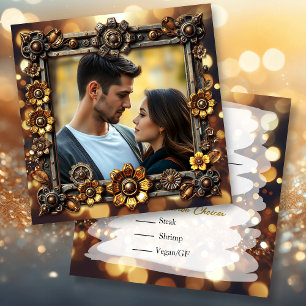 Gold Steampunk Personalised Wedding RSVP Save The Date