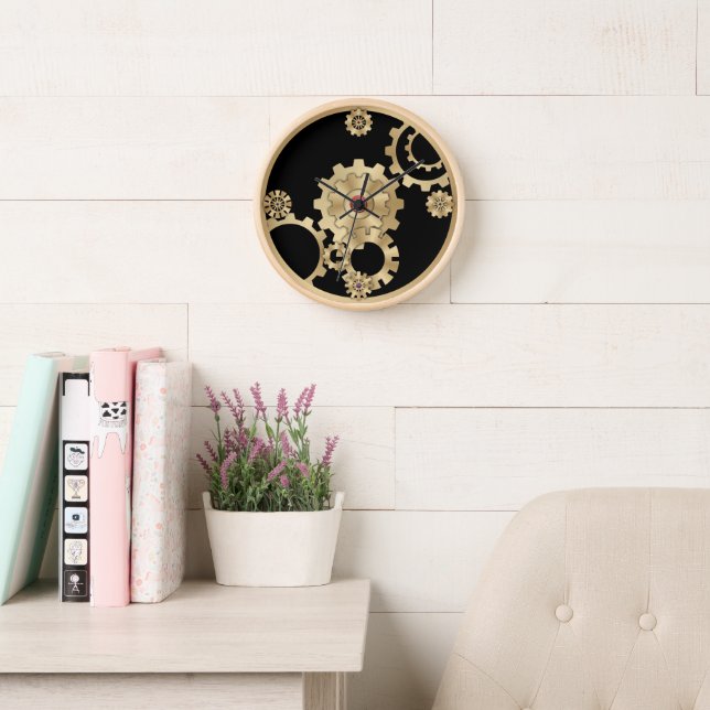 Gold Steampunk Wall Clock (Reading Room)