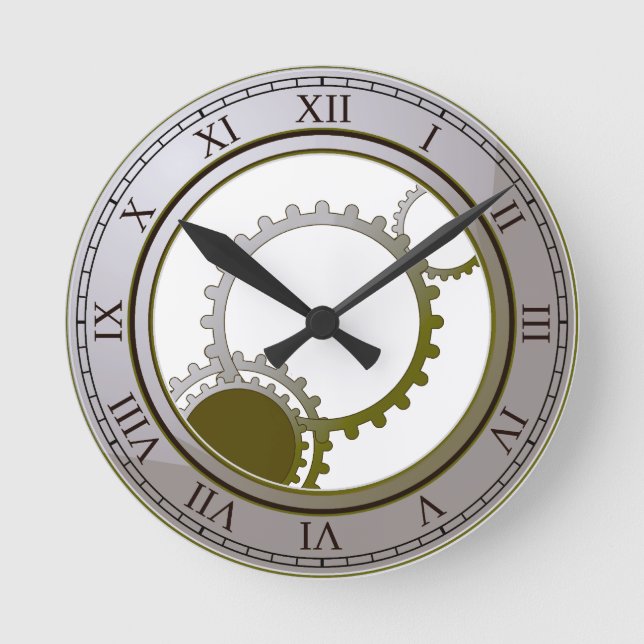 Gold steampunk wall clock (Front)
