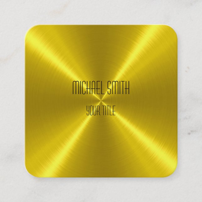 Gold Steel Metal Metallic Square Business Card (Front)