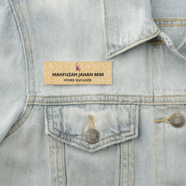 Gold & Steel Name Badges. Pets. Teachers. Tag (In Situ)