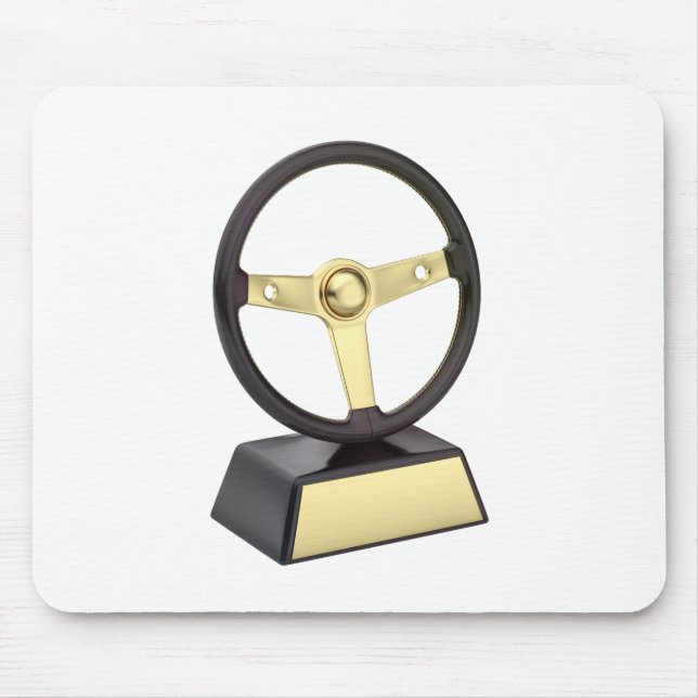 Gold steering wheel award mouse mat (Front)