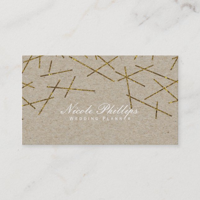 Gold Sticks Confetti Modern Natural Business Card (Front)