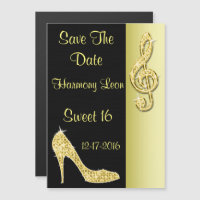 Gold Stiletto & Treble Cleft 16th Save The Date