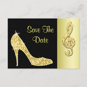 Gold Stiletto & Treble Cleft 65th Save The Date