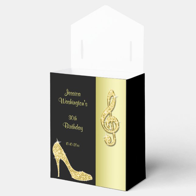 Gold Stiletto & Treble Cleft Birthday Favour Box (Opened)