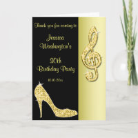 Gold Stiletto & Treble Cleft Birthday Thank You
