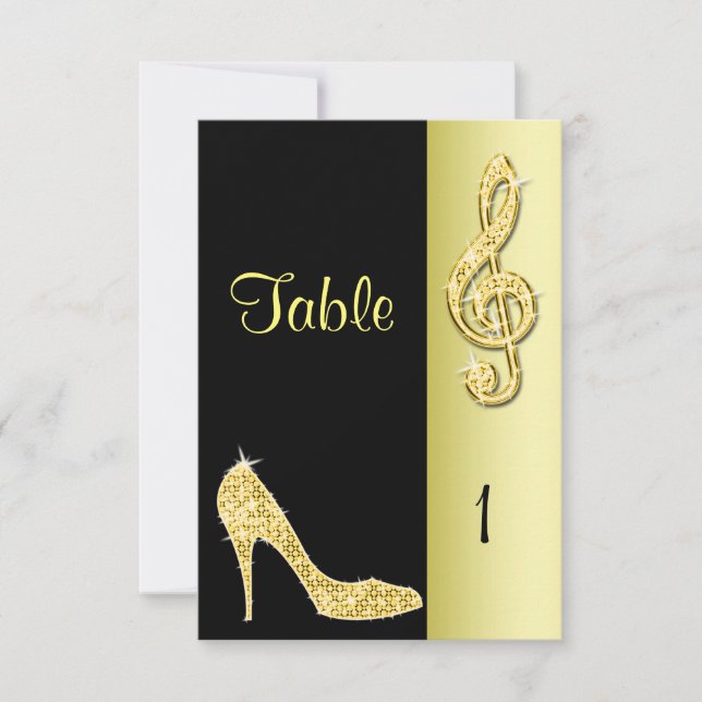 Gold Stiletto & Treble Cleft Invitation (Front)