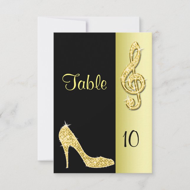 Gold Stiletto & Treble Cleft Invitation (Front)