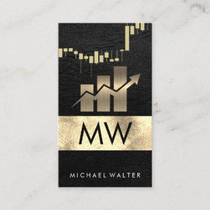 Gold Stock Chart  Leather   Graph  Business Card
