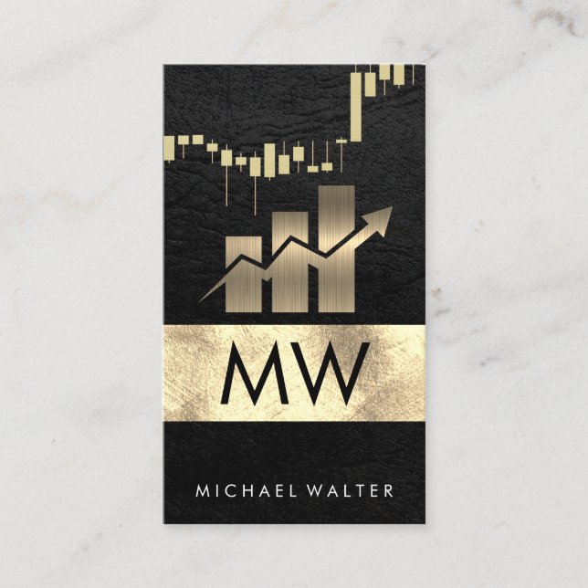 Gold Stock Chart| Leather | Graph  Business Card (Front)
