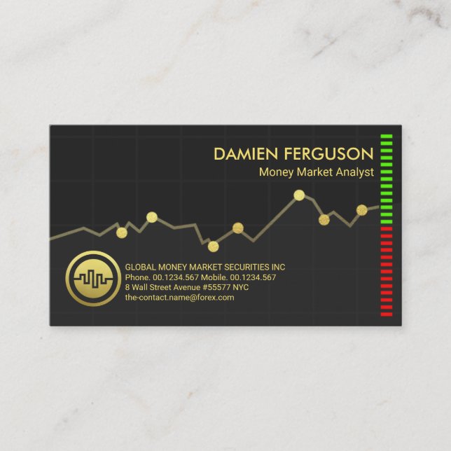 Gold Stock Exchange Graph Financial Stock Broker Business Card (Front)