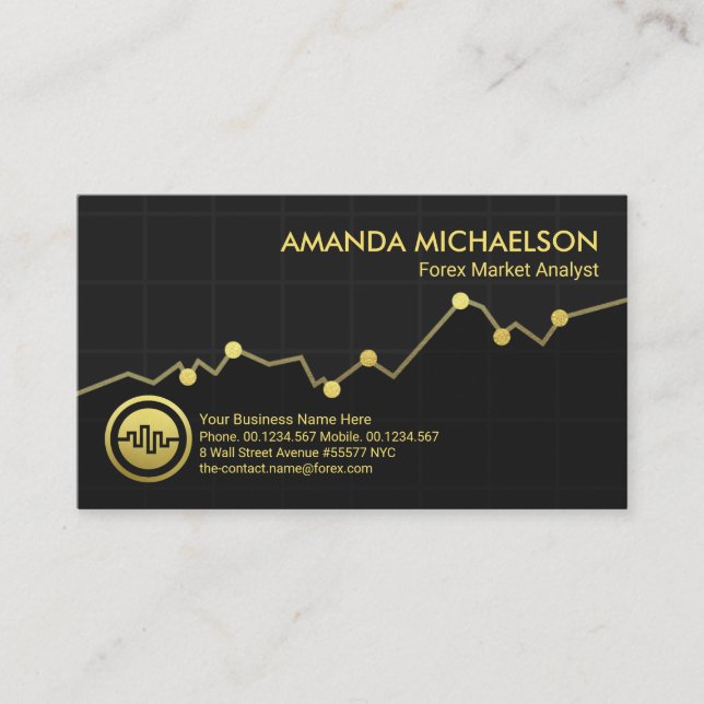 Gold Stock Exchange Graph Forex Dealer Business Card (Front)