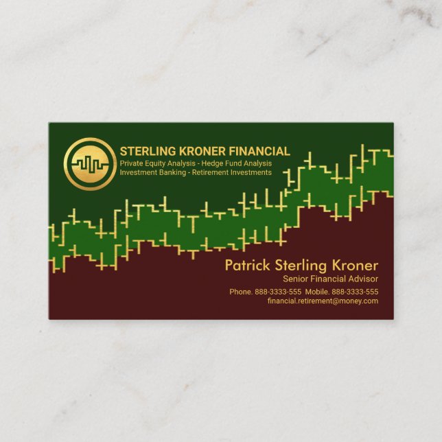 Gold Stock Forex Graph Financial Consultant Business Card (Front)