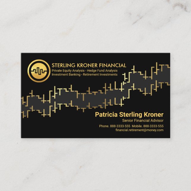 Gold Stock Graph Financial Business Card (Front)