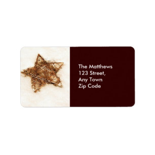 Gold Straw Star Return Address Labels