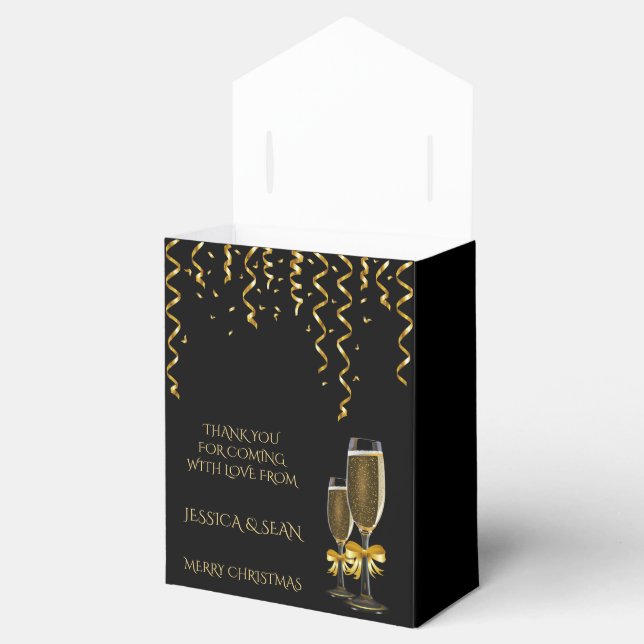 Gold Streamers & Champagne Christmas Favour Box (Opened)