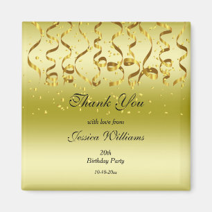 Gold Streamers & Confetti Birthday Party   Magnet