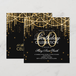Gold String Lights Any Age Birthday Invitation
