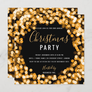 Gold String Lights Corporate Christmas Party Invitation