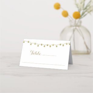 Gold String Lights Wedding Dinner Place Cards 