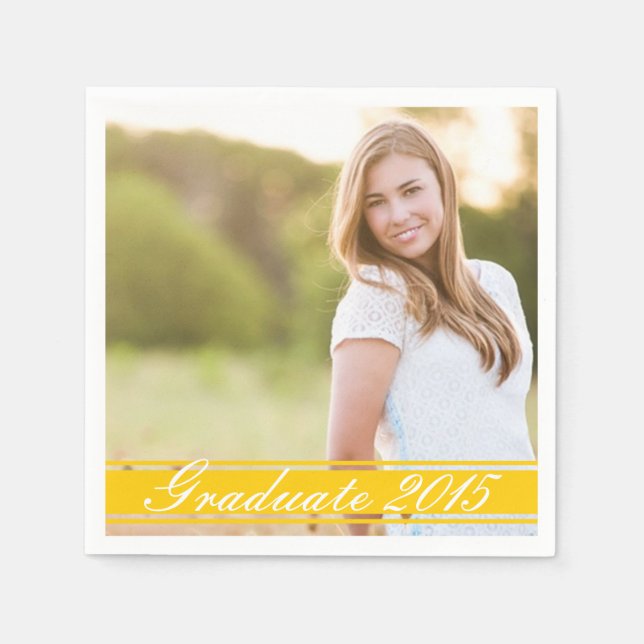 Gold Stripe Graduation Party Paper Napkin Set (Front)