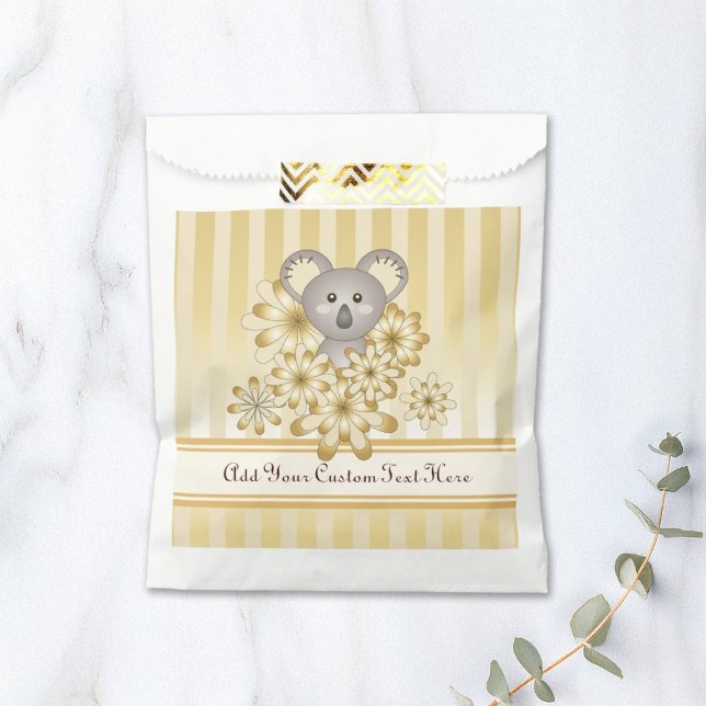 Gold Stripe Koala Baby Shower / Kids Birthday Favour Bags (Creator Uploaded)