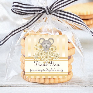 Gold Stripe Koala Baby Shower / Kids Birthday Square Sticker
